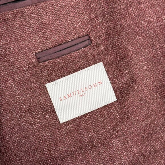 Samuelsohn Wool Linen Silk Blazer Unstructured Sport Coat Current Burgundy 46 R - Picture 8 of 11
